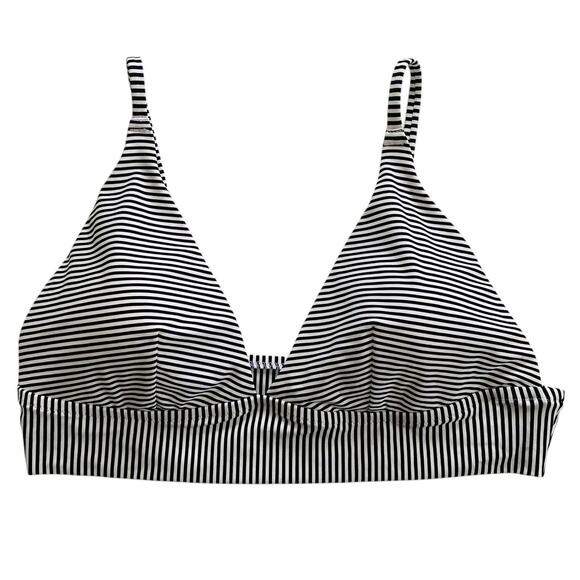 AERIE Longline Triangle Bikini Top Black & White Classic Striped Women’s XXL - Picture 8 of 8